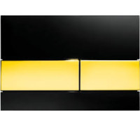 TECEsquare, панель змиву з двома клавішами, скло чорне, клавіші позолочені